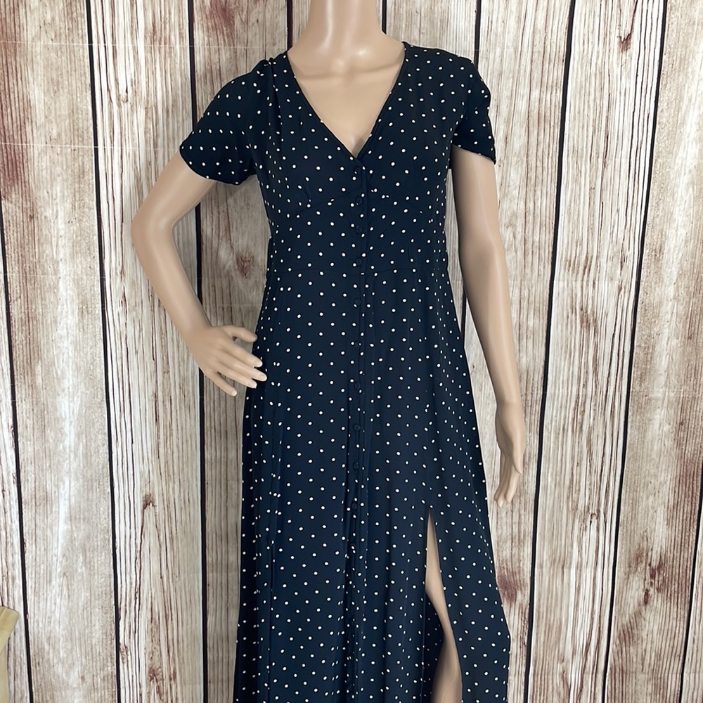 Miss Selfridge Black Dress w/White Polka Dots - Size 10 - Picture 2 of 7